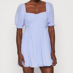 Abercrombie & Fitch Blue Ruched Puff Sleeve Corset Mini Dress Size S